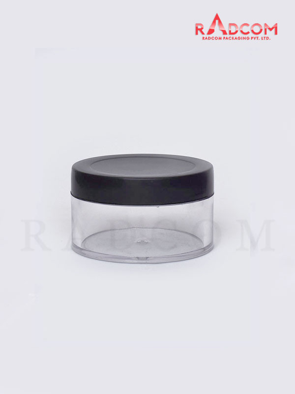 50 GM Clear SAN Cream Jar with Lid and Black ABS Cap